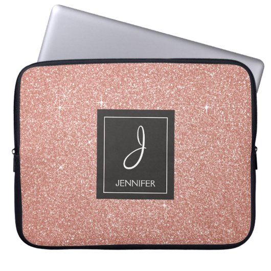 Rosa-Glitzer und Sparklogramm Laptopschutzhülle (Vorderseite)