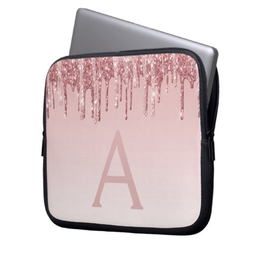 Rosa-Glitzer und Sparklogramm Laptopschutzhülle (Vorderseite Links)