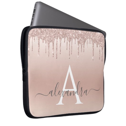 Rosa-Glitzer und Sparklogramm Laptopschutzhülle (Vorne Rechts)