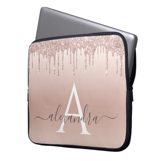 Rosa-Glitzer und Sparklogramm Laptopschutzhülle (Vorderseite Links)