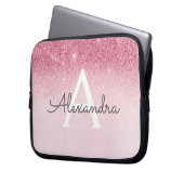 Rosa-Glitzer und Sparklogramm Laptopschutzhülle (Vorderseite Links)