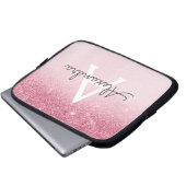 Rosa-Glitzer und Sparklogramm Laptopschutzhülle (Vorne Knopf)