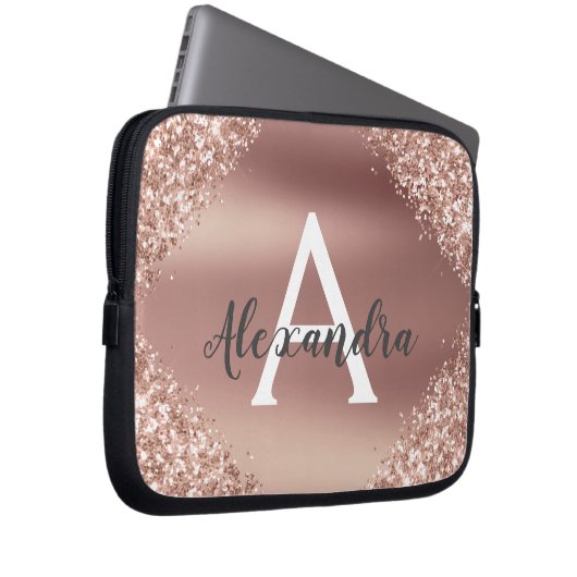 Rosa-Glitzer und Sparklogramm Laptopschutzhülle (Vorne Rechts)