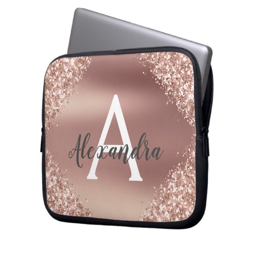 Rosa-Glitzer und Sparklogramm Laptopschutzhülle (Vorderseite Links)