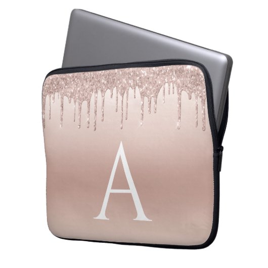 Rosa-Glitzer und Sparklogramm Laptopschutzhülle (Vorderseite Links)