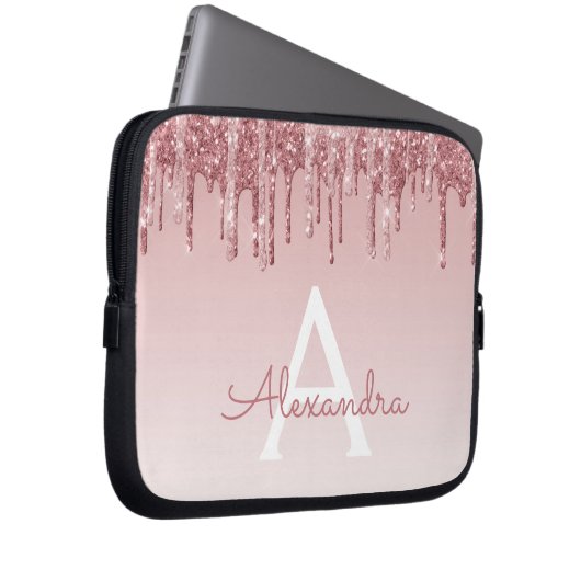 Rosa-Glitzer und Sparklogramm Laptopschutzhülle (Vorne Rechts)