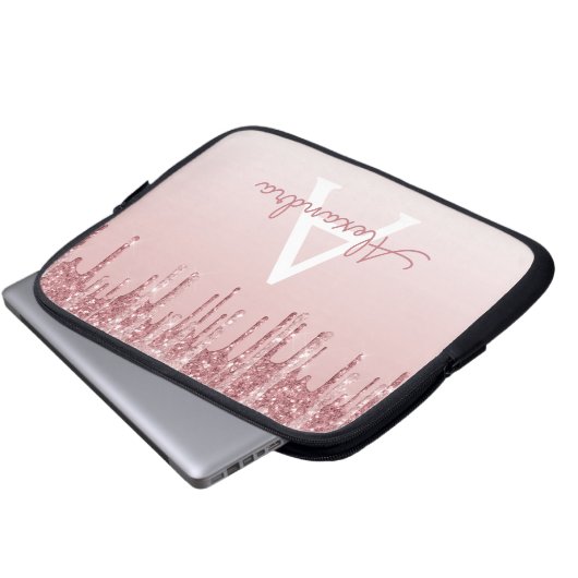 Rosa-Glitzer und Sparklogramm Laptopschutzhülle (Vorne Knopf)