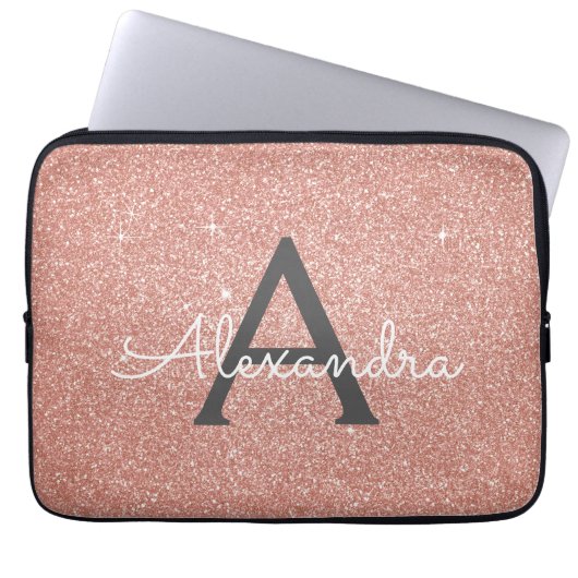 Rosa-Glitzer und Sparklogramm Laptopschutzhülle (Vorderseite)