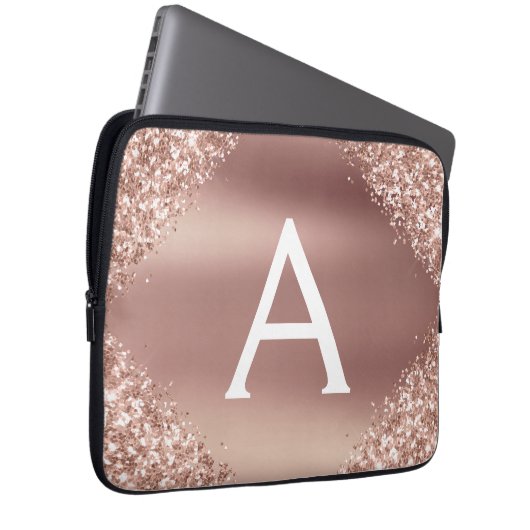 Rosa-Glitzer und Sparklogramm Laptopschutzhülle (Vorne Rechts)