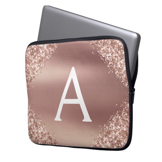 Rosa-Glitzer und Sparklogramm Laptopschutzhülle (Vorderseite Links)