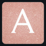 Rosa-Glitzer und Sparklogramm Quadratischer Aufkleber<br><div class="desc">Rosa Rose Gold Imitate Glitzer und Sparkle Elegant Umschlag von Gevor Siegel Sticker. Dieser Aufkleber kann so angepasst werden,  dass er Ihren Anfangs- und Vornamen für ein Geschenkpaket enthält.</div>