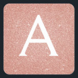 Rosa-Glitzer und Sparklogramm Quadratischer Aufkleber<br><div class="desc">Rosa Rose Gold Imitate Glitzer und Sparkle Elegant Umschlag von Gevor Siegel Sticker. Dieser Aufkleber kann so angepasst werden,  dass er Ihren Anfangs- und Vornamen für ein Geschenkpaket enthält.</div>