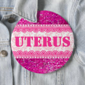 Rosa Glitzer und Spitzen GOP Uterus Obsession Button (Beispiel)