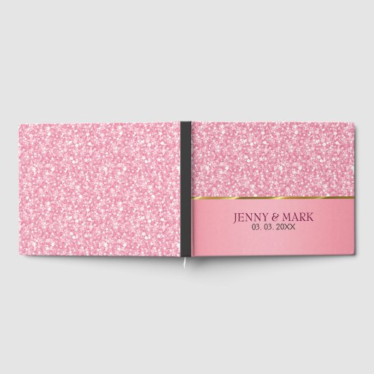 Rosa Glitzer und weiße Spargel Gästebuch (Voll)