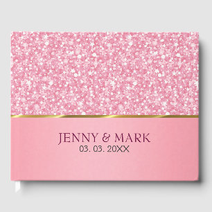 Rosa Glitzer und weiße Spargel Gästebuch