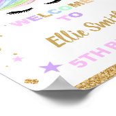 Rosa Glitzer Unicorn Geburtstagsparty Begrüßungsze Poster (Ecke)