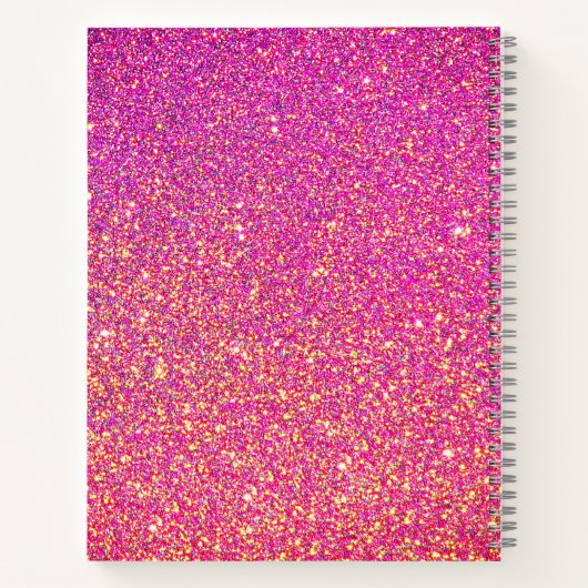 Rosa Glitzer Unicorn Sketchbook Personalisiert Nam Notizblock (Rückseite)