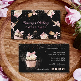 Rosa Glitzer Utensitic Kochkunst & Cupcake Bäckere Visitenkarte