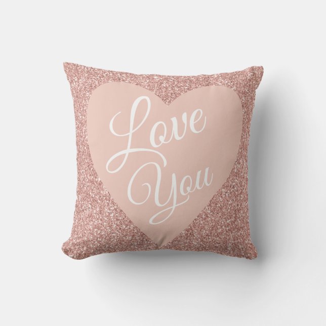 Rosa Glitzer Valentine Liebe, die Sie benannt habe Kissen (Vorderseite)