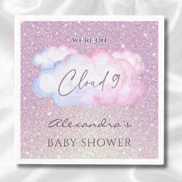 Rosa Glitzer Wasserfarbe Cloud Babydusche Serviette