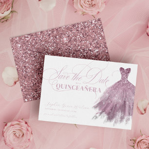Rosa Glitzer Weibliche Kleidung Quinceanera Save The Date