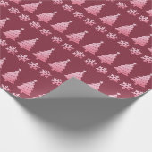 Rosa Glitzer Weihnachtsbäume Schneeflocken Geschenkpapier (Ecke)