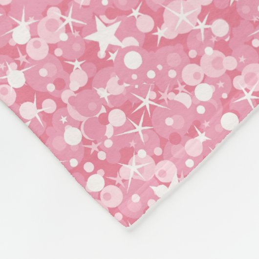 Rosa Glitzer Weiße Sterne und Punkte Fleecedecke (Ecke)