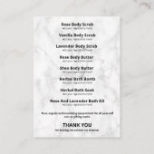 Rosa Glitzer Wellness-Center Scent-Inhaltsverzeich Visitenkarte (Rückseite)