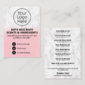 Rosa Glitzer Wellness-Center Scent-Inhaltsverzeich Visitenkarte (Vorne/Hinten)