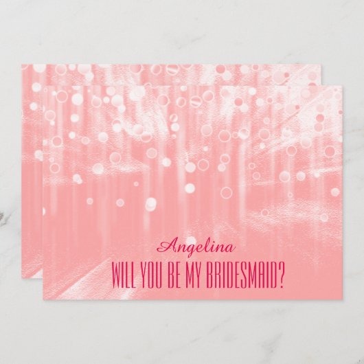 Rosa Glitzer Werden Sie meine Brautjungfrau? Einladung (Vorne/Hinten)