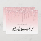 Rosa Glitzer wird meine Bridesmaid-Karte sein Einladungspostkarte (Vorne/Hinten)
