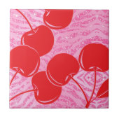 Rosa Glitzer Zebra Cherries Fliese (Vorderseite)