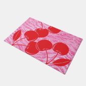 Rosa Glitzer Zebra Cherries Fußmatte (Schrägansicht)