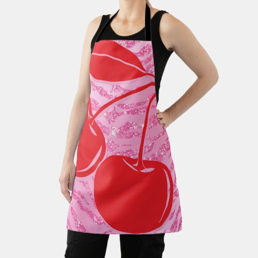 Rosa Glitzer Zebra Cherries Schürze (InSitu)