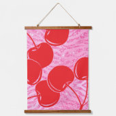 Rosa Glitzer Zebra Cherries Wandteppich Mit Holzrahmen (Vorderseite)