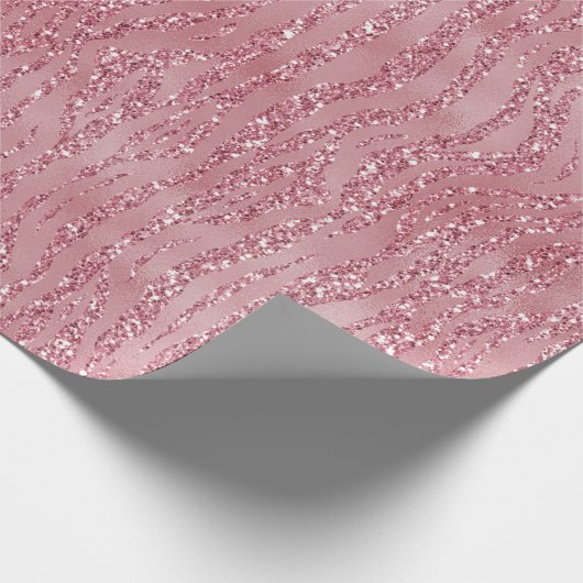 Rosa Glitzer Zebra Geschenkpapier (Ecke)