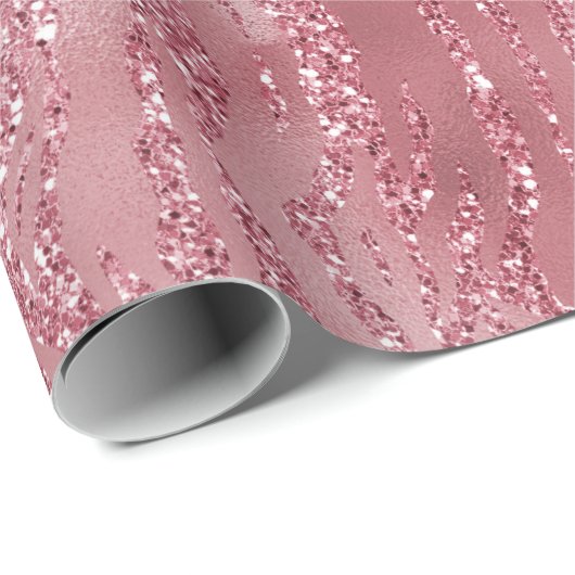 Rosa Glitzer Zebra Geschenkpapier (Rolleneckpunkt)