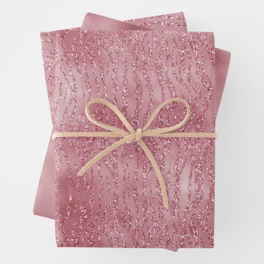 Rosa Glitzer Zebra Geschenkpapier Set (Beispiel)
