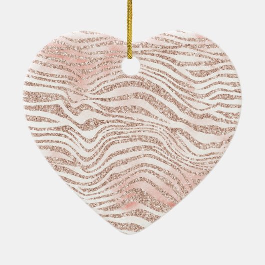Rosa Glitzer Zebra Keramik Ornament (Hinten)