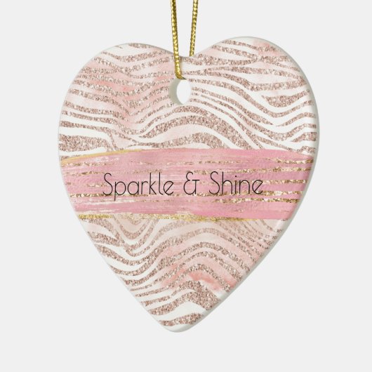 Rosa Glitzer Zebra Keramik Ornament (Links)