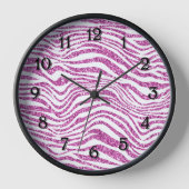 Rosa Glitzer Zebra Print Uhr (Vorderseite)