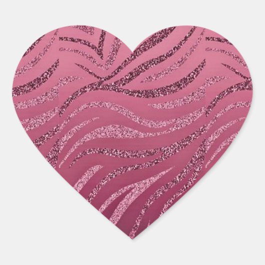 Rosa Glitzer Zebra Streifen Herz-Aufkleber (Vorderseite)