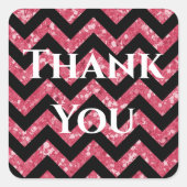 Rosa Glitzer Zickzack Danke Stickers (Vorderseite)
