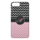 Rosa Glitzer-Zickzack Monogramm der Case-Mate iPhone Hülle (Rückseite)