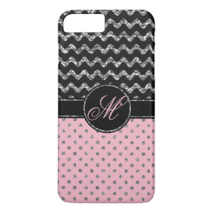 Rosa Glitzer-Zickzack Monogramm der Case-Mate iPhone Hülle