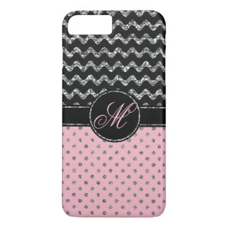 Rosa Glitzer-Zickzack Monogramm der Case-Mate iPhone Hülle