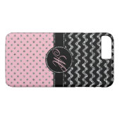 Rosa Glitzer-Zickzack Monogramm der Case-Mate iPhone Hülle (Rückseite (Horizontal))