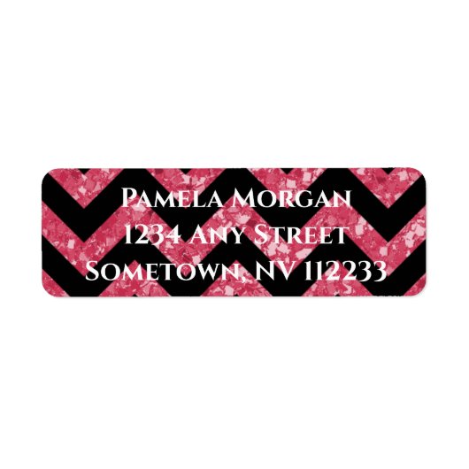 Rosa Glitzer Zickzack Rücksendeadresse (Vorne)