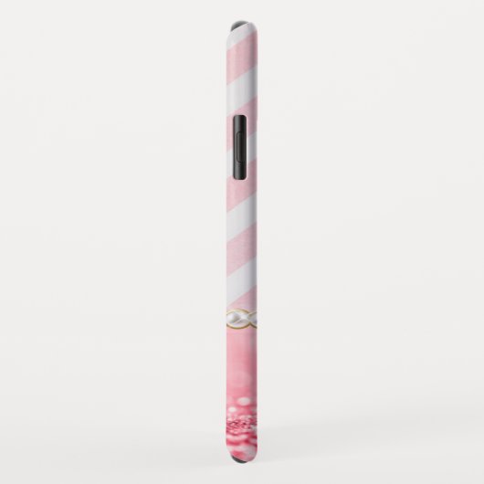 Rosa Glitzer, Zickzack Streifen Personalisiert Case-Mate iPhone Hülle (Hinten/Rechts)