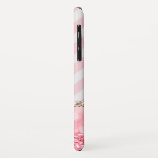 Rosa Glitzer, Zickzack Streifen Personalisiert Case-Mate iPhone Hülle (Hinten/Links)